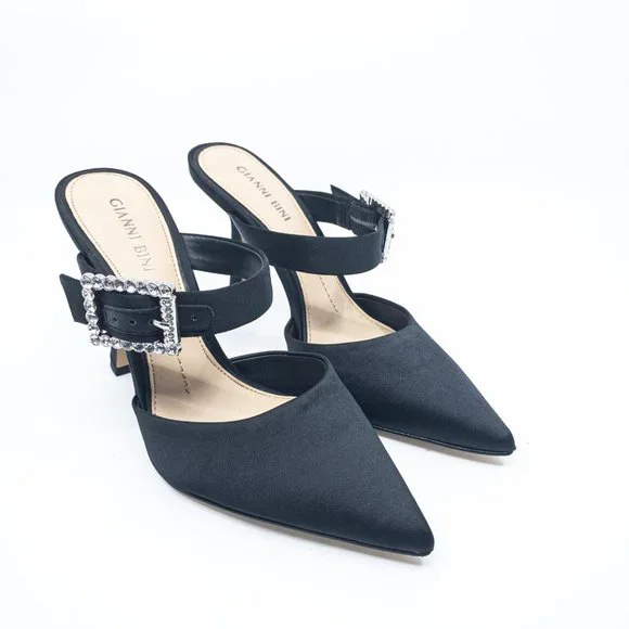 GIANNI BINI Black Satin Maleenah Mules Size 7 - G0222 - Picture 5 of 11
